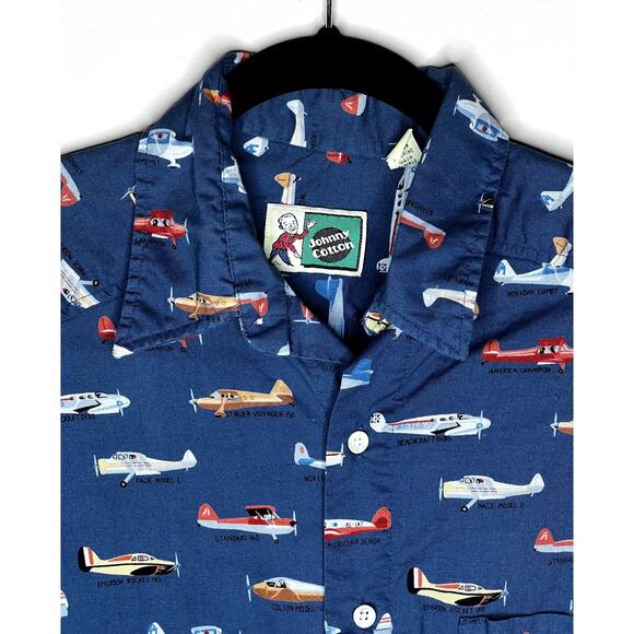 Vintage JOHNNY COTTON Aviation planes print long sleeved shirt SIZE SMALL - Picture 5 of 6